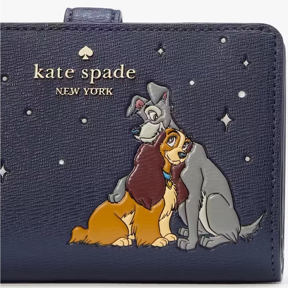 ♠️kate spade X Disney Lady and the Tramp Medium Bifold Wallet, Parisian Blue NWT - Picture 2 of 13